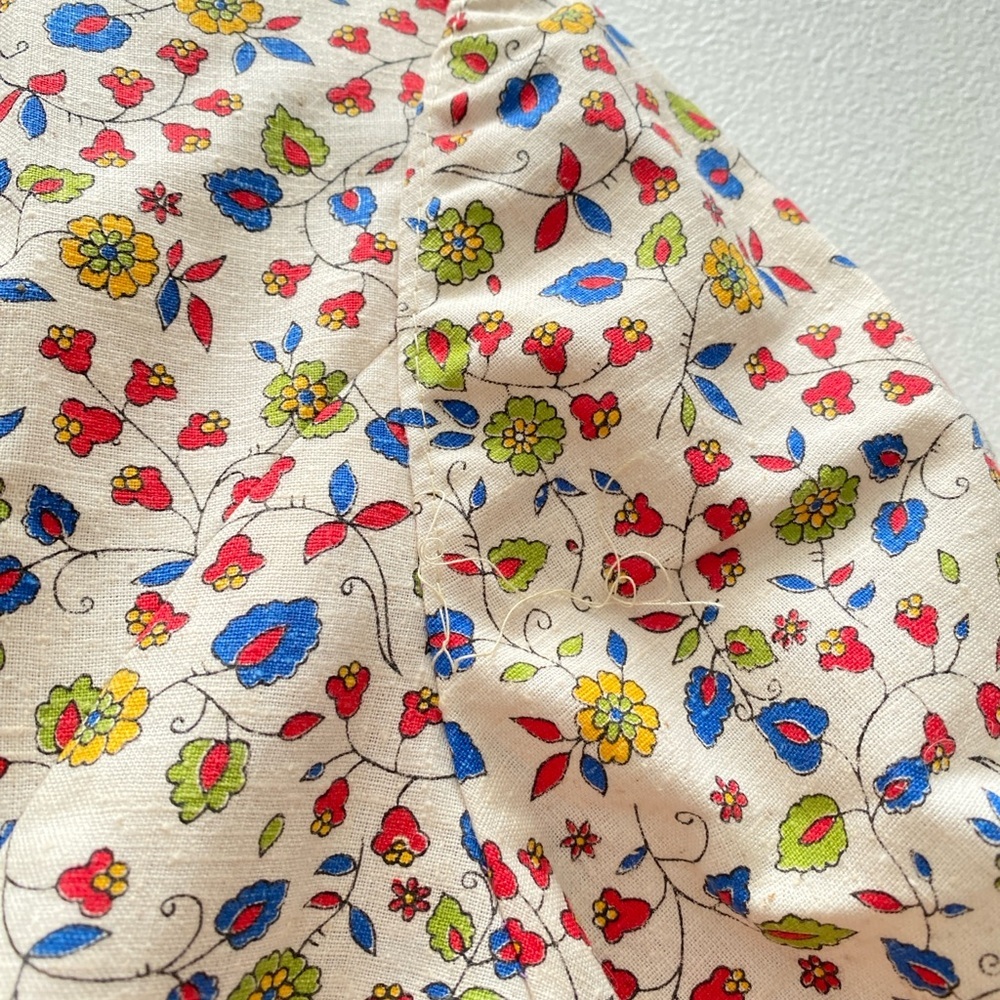 Vintage - 1970’s Handmade Cream Cotton Floral Day Dress - Picture 9 of 9